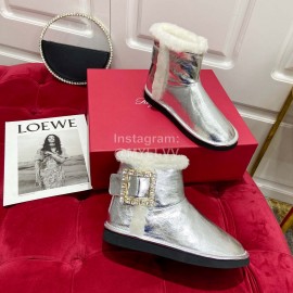 Roger Vivier Winter Wool Short Boots For Women Silver