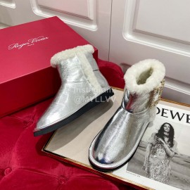 Roger Vivier Winter Wool Short Boots For Women Silver