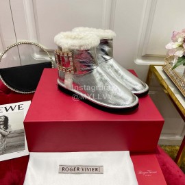 Roger Vivier Winter Wool Short Boots For Women Silver