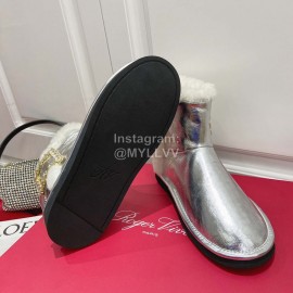 Roger Vivier Winter Wool Short Boots For Women Silver