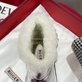 Roger Vivier Winter Wool Short Boots For Women Silver