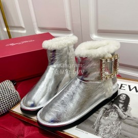 Roger Vivier Winter Wool Short Boots For Women Silver