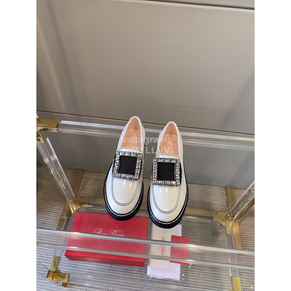 Roger Vivier Fashion Cowhide Diamond Buckle Loafers For Women 