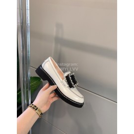 Roger Vivier Fashion Cowhide Diamond Buckle Loafers For Women 