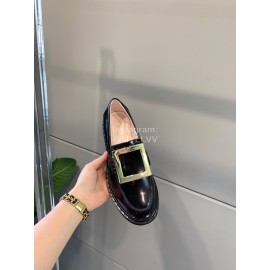 Roger Vivier Fashion Cowhide Square Buckle Loafers For Women 