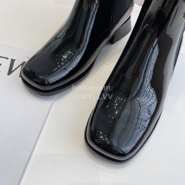 Roger Vivier Patent Leather Short Chelsea Boots For Women Black