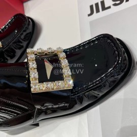 Roger Vivier Patent Leather Diamond Buckle Short Chelsea Boots For Women Black