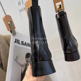 Roger Vivier Black Patent Leather Square Buckle Short Chelsea Boots For Women 