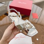 Roger Vivier Fashion Diamond Buckle Sandals For Women Silver