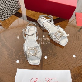 Roger Vivier Fashion Diamond Buckle Sandals For Women Silver