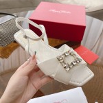 Roger Vivier Fashion Diamond Buckle Sandals For Women White