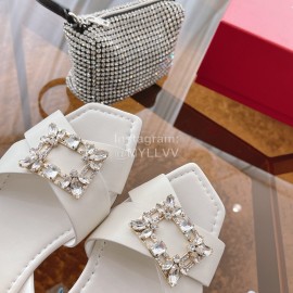 Roger Vivier Fashion Diamond Buckle Sandals For Women White