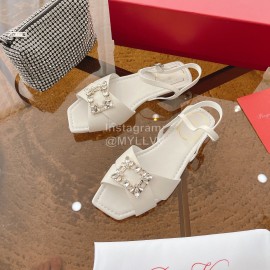 Roger Vivier Fashion Diamond Buckle Sandals For Women White