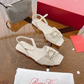 Roger Vivier Fashion Diamond Buckle Sandals For Women White