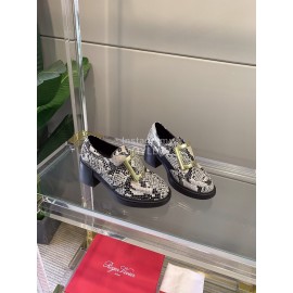 Roger Vivier Soft Cowhide Thick High Heeled Loafers For Women 