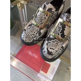 Roger Vivier Soft Cowhide Thick High Heeled Loafers For Women 