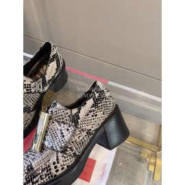 Roger Vivier Soft Cowhide Thick High Heeled Loafers For Women 