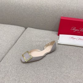 Roger Vivier Trompette Dorsay Cowhide Square Buckle Shoes For Women Blue