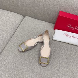 Roger Vivier Trompette Dorsay Cowhide Square Buckle Shoes For Women Blue