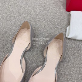 Roger Vivier Trompette Dorsay Cowhide Square Buckle Shoes For Women Blue