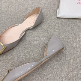 Roger Vivier Trompette Dorsay Cowhide Square Buckle Shoes For Women Blue