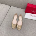 Roger Vivier Trompette Dorsay Cowhide Square Buckle Shoes For Women Apricot