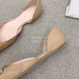 Roger Vivier Trompette Dorsay Cowhide Square Buckle Shoes For Women Apricot