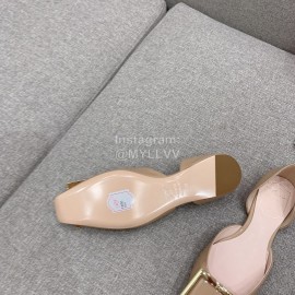 Roger Vivier Trompette Dorsay Cowhide Square Buckle Shoes For Women Apricot