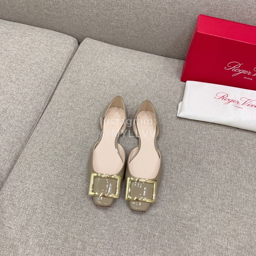 Roger Vivier Trompette Dorsay Cowhide Square Buckle Shoes For Women