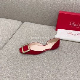 Roger Vivier Trompette Dorsay Cowhide Square Buckle Shoes For Women Red
