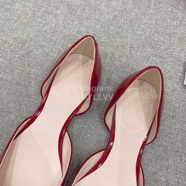 Roger Vivier Trompette Dorsay Cowhide Square Buckle Shoes For Women Red