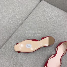 Roger Vivier Trompette Dorsay Cowhide Square Buckle Shoes For Women Red