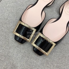 Roger Vivier Trompette Dorsay Cowhide Square Buckle Shoes For Women Black