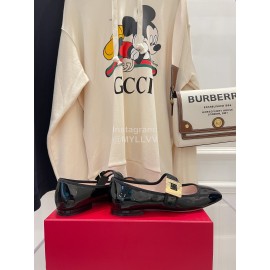 Roger Vivier Gold Buckle Patent Leather Shoes For Women Black