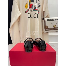 Roger Vivier Gold Buckle Patent Leather Shoes For Women Black