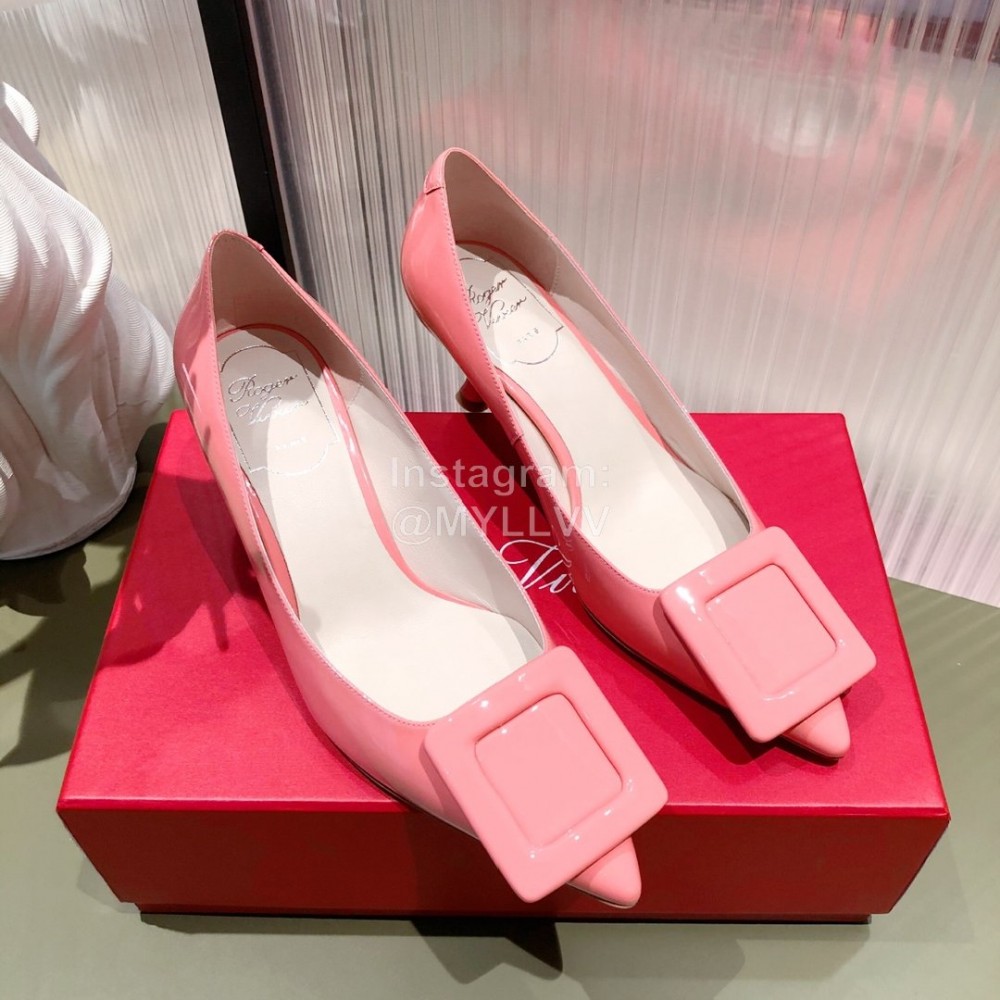Roger Vivier Fashion Leather High Heels For Women Pink