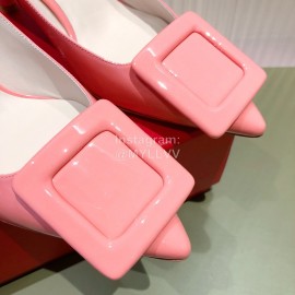 Roger Vivier Fashion Leather High Heels For Women Pink