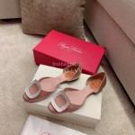 Roger Vivier Fashion Silk Leather Flat Heels For Women Pink