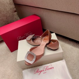 Roger Vivier Fashion Silk Leather Flat Heels For Women Pink