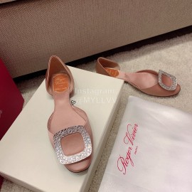 Roger Vivier Fashion Silk Leather Flat Heels For Women Pink