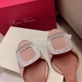 Roger Vivier Fashion Silk Leather Flat Heels For Women Pink