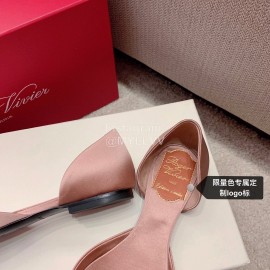 Roger Vivier Fashion Silk Leather Flat Heels For Women Pink