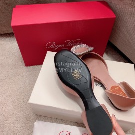 Roger Vivier Fashion Silk Leather Flat Heels For Women Pink