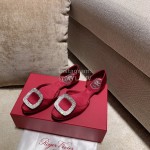 Roger Vivier Fashion Silk Leather Flat Heels For Women Red