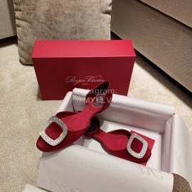 Roger Vivier Fashion Silk Leather Flat Heels For Women Red
