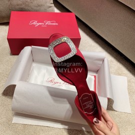 Roger Vivier Fashion Silk Leather Flat Heels For Women Red