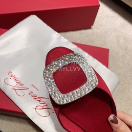 Roger Vivier Fashion Silk Leather Flat Heels For Women Red