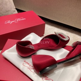 Roger Vivier Fashion Silk Leather Flat Heels For Women Red