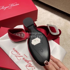 Roger Vivier Fashion Silk Leather Flat Heels For Women Red