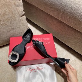 Roger Vivier Fashion Silk Leather Flat Heels For Women Black